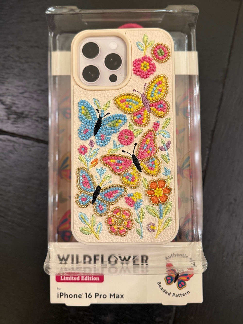 MVMT Beaded Wildflower Flowers Butterfly Design iPhone 16 Pro Max Case Brand New